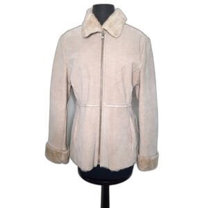 GUESS Vintage Y2K Faux Fur Leather Winter Coat Penny Lane Size Medium